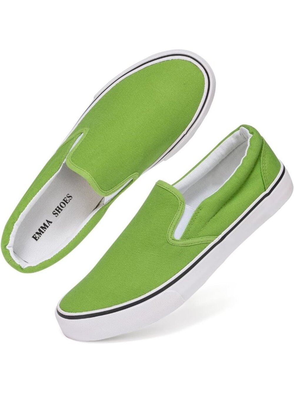 Women's Light Green Round Toe Padded Insole Collar Canvas Slip On Sneaker Shoes